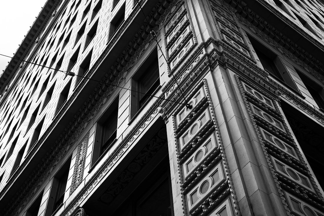Angular view of a historic building's facade